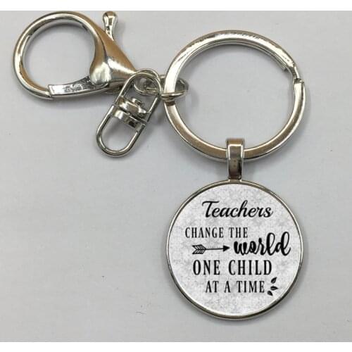 Gift for Teacher,Daycare provider,Teacher charm Keychain,Teacher Appreciation Gift,TEACHERS CHANGE the World One child at a time