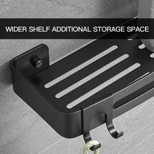 Bathroom Shelf Organizer Shower Storage Rack Black Corner Wall Mounted Aluminum Toilet Shampoo Holder