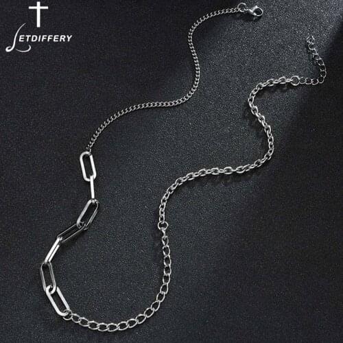 Letdiffery Simple Necklace Stitching Chian Stainless Steel Silver Color for Women Girls Jewelry Party Birthday Gifts