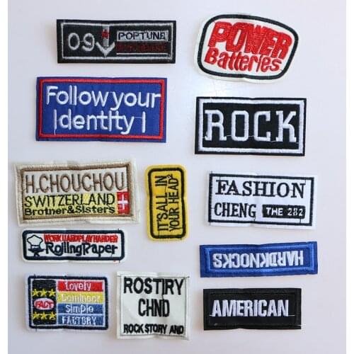 Various Rectangular Letter Patterns Icon Iron on Patches for Clothing DIY Stripes Clothes Patchwork Stickers Custom Badges