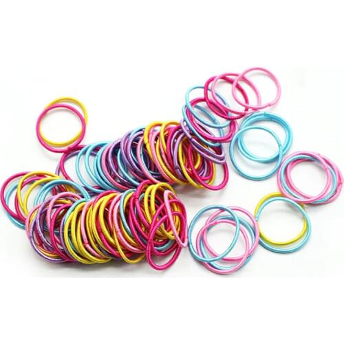 100PCS/Bag New Girls Colorful Basic Elastic Hair Bands Ponytail Holder Scrunchies Kids Hair Ropes Rubber Bands Hair Accessories