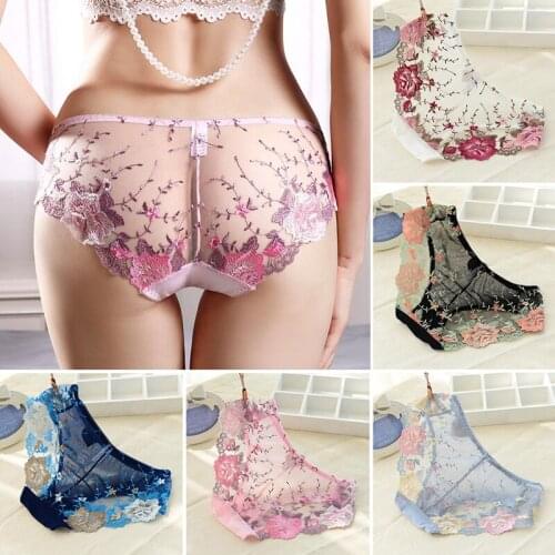 Sexy Lace Womens Panties Floral Embroidery Ladies Seamless Panties Low-Waist Female Summer Lady Shorts Panties