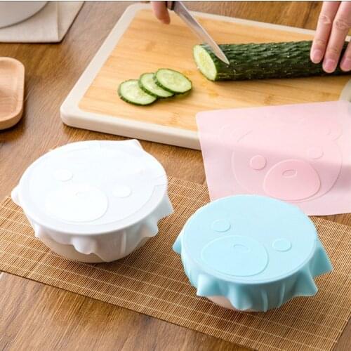 6PCS Microwave Oven Heating Refrigerator Food Grade Sealant Silicone Cover Multi-functional Plastic Wrap Cover