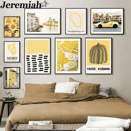 Nordic Sunflower Canvas Painting Car Line Building Poster Wall Art Modern Room Living Room Decoration Picture