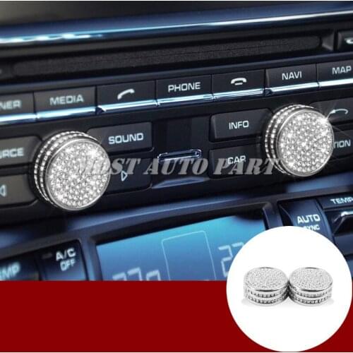 Rhinestone Style Console Air Condition Knob Trim Cover For Porsche 911 2012-2017 Car accesories interior Car Trim