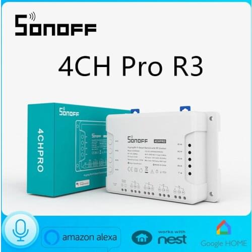 Sonoff 4CHPROR3 4 Gang RF Smart 433Mhz Switch Support Interlock Self-locking Inching 3 Working Modes via eWeLink APP Alexa IFTTT