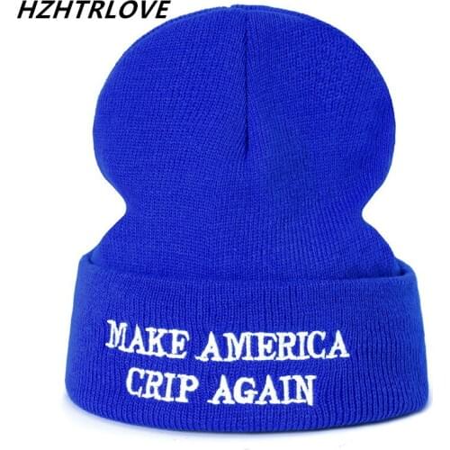 High Quality Letter MAKE AMERICA CRIP AGAIN Casual Beanies For Men Women Fashion Knitted Winter Hat Hip-hop Skullies Hat