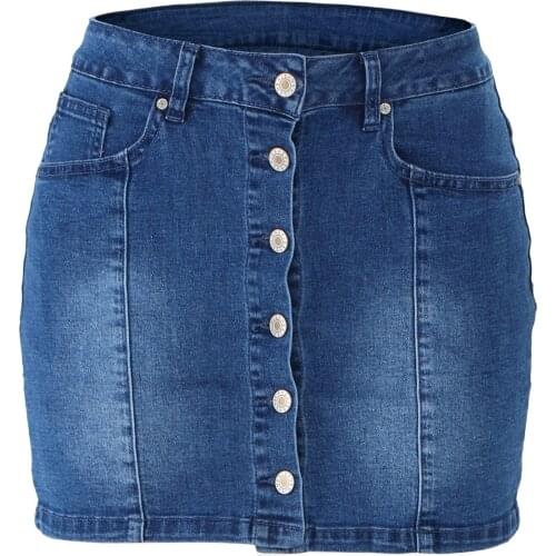 Womens Bodycon Dark Washed Midi Denim Pencil Skirt