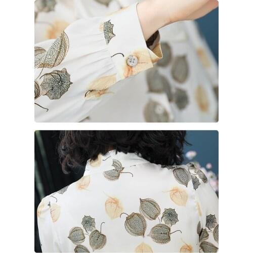 3XL 4XL Plus Size Clothing Blusas Mujer De Moda 2021 Blouse Women Long Sleeve V-neck Print Chiffon Blouse Shirt Tops Blusa D480