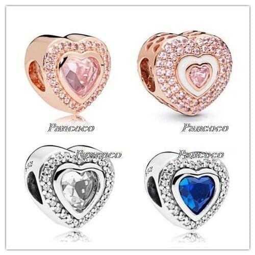 925 Sterling Silver Bead Charm Rose Hearts On Hearts Charm Fit Pandora Women Bracelet & Necklace Diy Jewelry