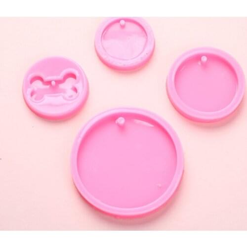 1PC Silicone Round Shape Pendant Resin Mold DIY Dog Tag Keychain Resin Casting Mold Jewelry Making Tools