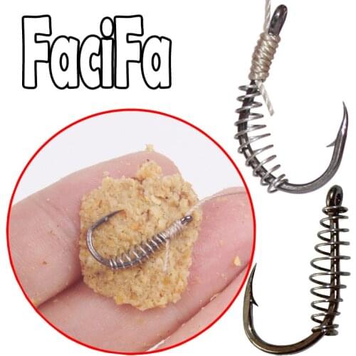 10 pcs High Carbon Steel Spring Fish Hook Barbed Swivel Carp Explosion Hooks Jig Fly Fishing Hooks With Hole Tackle