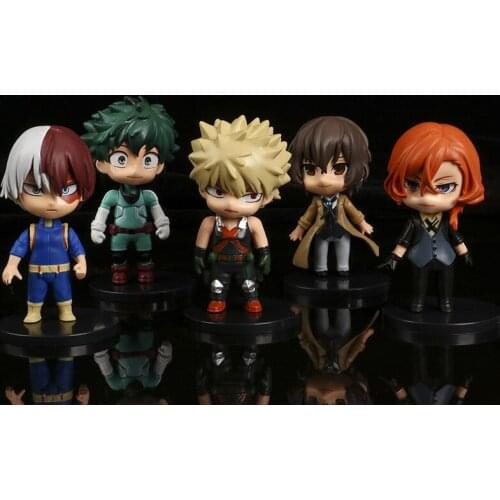 5pcs Anime My Hero Academia Figure Midoriya Izuku Todoroki Shoto Bakugo Katsuki Dazai Osamu Nakahara Chuya Bungo Stray Dogs Toys