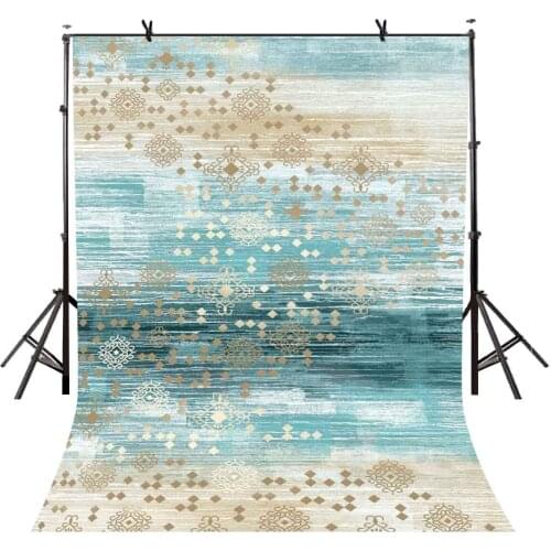 5x7ft Backdrop Beautiful Printing Flowers Backdrop Cyan-blue Background Studio Props