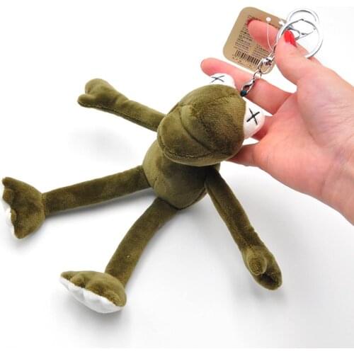 8 Inch Plush Frog Keychain Pendant Super Soft Cute Cartoon Animal Plush Toy Metal Keyring Bag Decor Kids Birthday Best Gifts