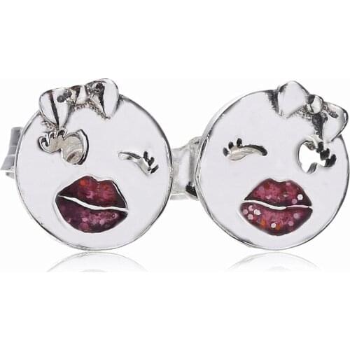 Ajax Hot-Selling 925 Sterling Silver Creative Design Smiling Earring Studs For Women Ladies Earrings Girls