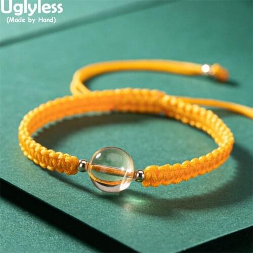 Uglyless Unisex Knitted Rope Infinity Bracelets for Women Men 6 Colors Multi Gemstones Balls Bracelets 925 Silver Students Jewel