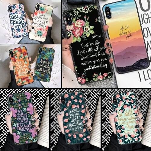 Bible Verse Jesus Christ Christian Phone Case Cover Hull For iphone 5 5s se 2 6 6s 7 8 12 mini plus X XS XR 11 PRO MAX black art