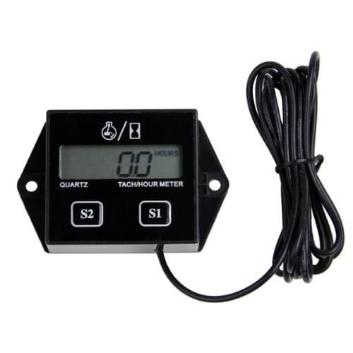 Motorcycle Hour Meter Tachometer Digital LCD Tach Hour Meter