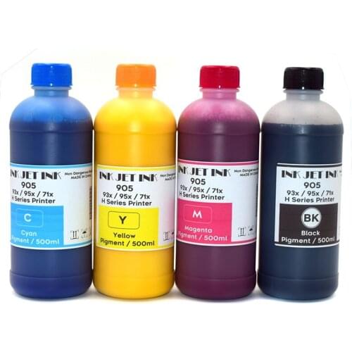 4Color*500ML Pigment Ink for HP 970 970XL 971 Officejet Pro x451dn x451dw x476dn x476dw x551dn x576dw Printer