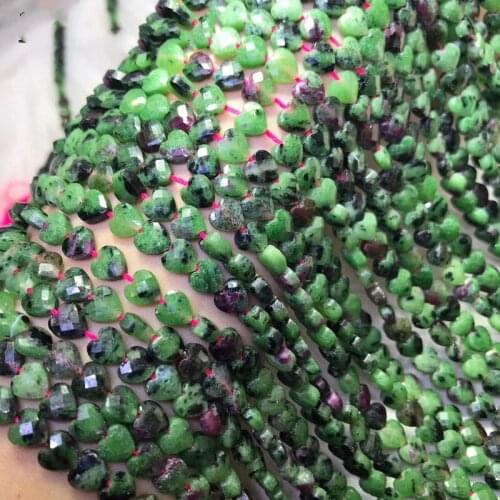 Loose beads green Epidote heart faceted 6*3mm 14" for DIY jewelry making FPPJ wholesale beads nature gem stone