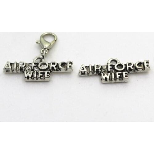 Hot Selling 20pcs/lot Air Force Wwife Dangle Charms Lobster Clasp Charms DIY Bracelet&Bangles Jewelry Accessory Hanging Charms