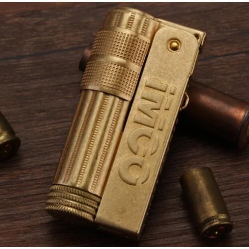 IMCO 6700 6800 Copper kerosene Lighter Gasoline Vintage Brass Austrian Style Flint ignition Grinding Wheels Fire Lighter