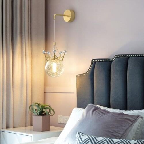 Kobuc Modern Led Wall Lamp Romantic Glass Ball Gold Sconce Light for Girls' Bedroom Kitchen Fixture Bedside Decor Luminaire Lamp