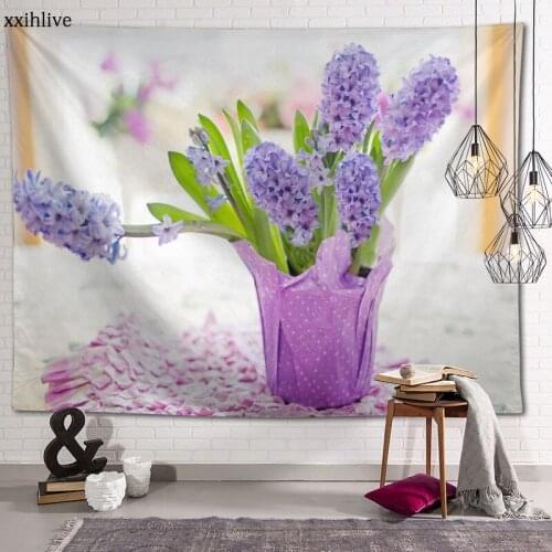 Beautiful Flower Hyacinth Tapestry Customizable Bohemian Wall Hanging Room Carpet HD Tapestries Art Home Decoration Accessories