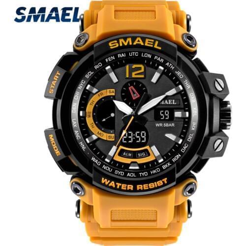 Quartz Wristwatches Leather SMAEL Brand Analog Digital LED Clock Men Waterproof relogio masculino1702 Men Watches Sport Military