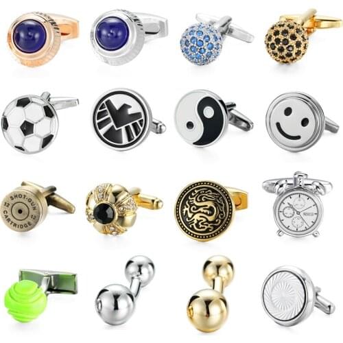 Mens French shirt Cufflinks high-end mens jewelry luxury design gold silvery colors Stainless steel Blue Crystal Cuff links