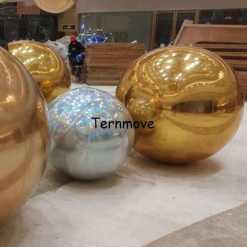 Inflatable holographic silver Mirror Show Ball For Promotion fashion wedding decoration gold giant Reflective free shipping
