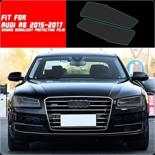 New Car LH+RH Smoke TPU Headlights Protective Precut Film Sticker Cover Trim Fit For Audi A8 2015-2017