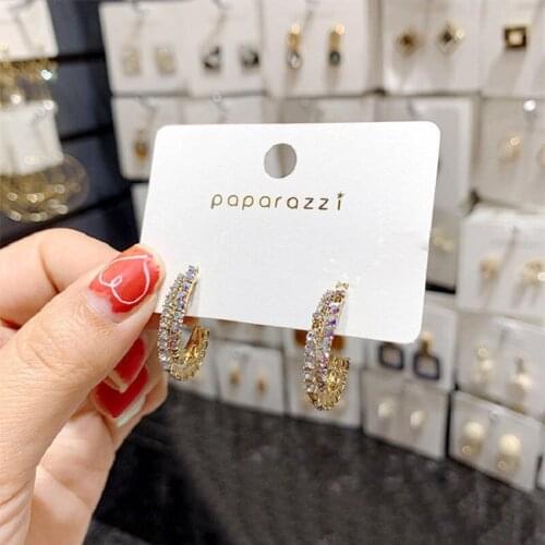 ZDMXJL 2021 New Fashion Womens Earrings Fine Simple Geometry Round Zircon Earrings For Women Party Girl Jewelry Gifts Wholesale