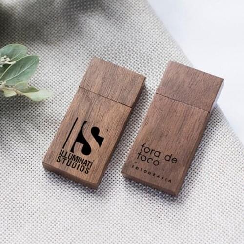 New Customized LOGO Walnut Cube USB2.0 flash drive 2GB 4GB 8GB 16GB 32GB 64GB