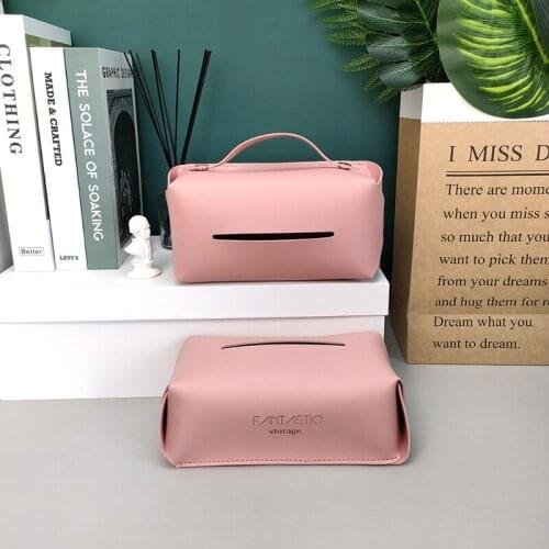 Flat Mouth Pumping Box Portable Leather Tissue Box Creative Vehicle Bedroom Living Room Decoration
