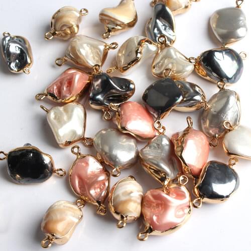 Natural Shaped Irregular Gold Rim Shell Charms Pendant for Jewelry Making Diy Bracelet Necklace Accessories 6 Color Pick 1 PCS