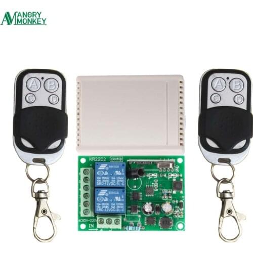 433Mhz Universal Wireless Remote Control Switch AC 250V 110V 220V 2CH Relay Receiver Module and 2pcs RF 433 Mhz Remote Controls