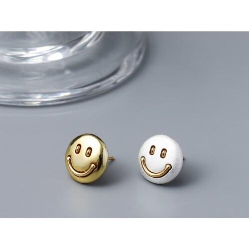 5Pairs Smile Face Advanced Sense Smile Earrings Womens 925 Silver Needle Smile Face Simple Fashion Smile Face Stud Earrings