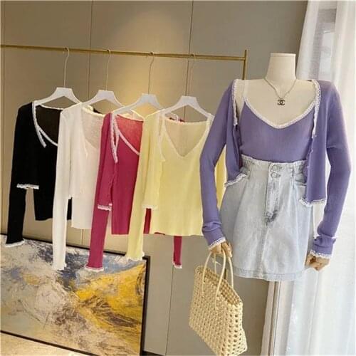 Korean Style Casual Autumn Cardigan Women Single Breasted Long Sleeve Cardigans With Vest Female Sweater Sueters De Mujer 2021