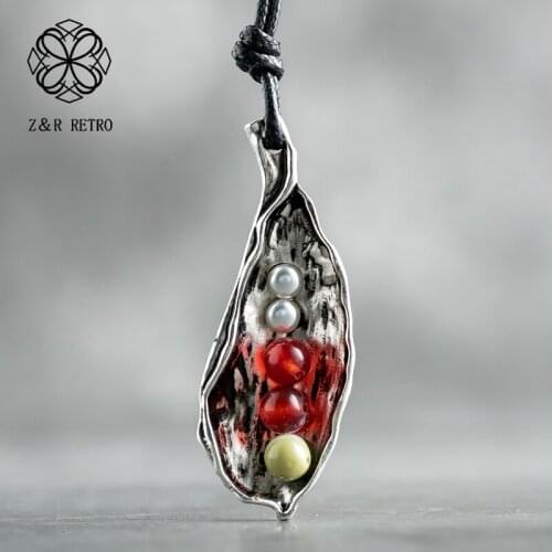 Vintage Statement Pendants Necklace Women Fashion Beans Plant Jewelry Gifts for Women Choker Long Chain Gothic Suspension 2021