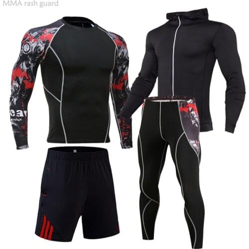 MMA Winter Training Suits Set Leggings Mens Sports Suit Thermal Set Compression Top Running Pants Men Outdoor Jogging Suit 4XL