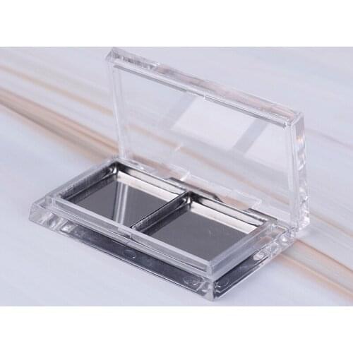 1pc Empty Double Grid Magnet Box + 2pcs Stainless Steel Plate Eyeshadow Pigment Palette Makeup Eye Shadow Pigment Palette Case