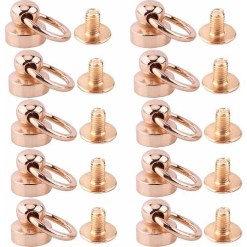 10Pcs 1x0.9cm Brass Rivet Studs Screw Back Round Head Ring Screw Rivet DIY Leather Craft Garment Shoes Bags Decoration Fittings