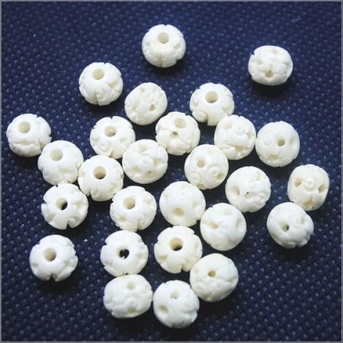 10pcs nature bone beads hollow balls white colors nice diy beads accessories top fashion items size 8mm 10mm