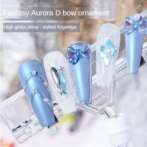 100Pcs 3D Nail Charms Glitter White AB Rhinestones 7.3x11mm Bow Ties Resin Nail Art Decorations DIY Tools