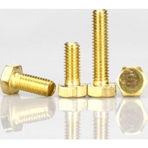 100pcs DIN933 M6*8/10/12/16/20/25/30/35/40/45/50/55/60 Brass Hex Bolt