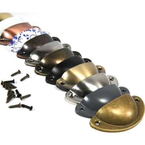 2PCS Retro Metal Kitchen Drawer Cabinet Door Handle and Furniture Antique Brass Shell Pull Handles Door Knob