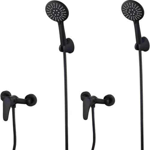 2pcs Bathroom Shower Faucet Set Matte Black Wall Mount Shower Mixer Tap Stainless Steel Bathtub Shower Mixer Tap Shower Mixer