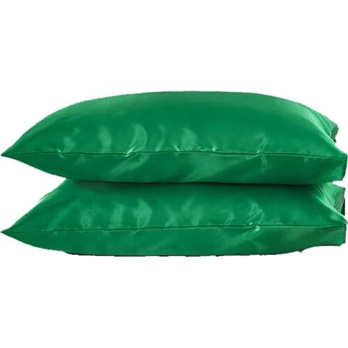 2Pcs Pillowcase Simulation Silk Pillowcase Solid Color Bedroom Home Decoration Multicolor51X66 51X76 70X70 51X102Bed Pillow Case